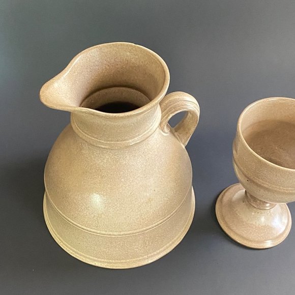 John Chipperfield pottery pitcher jug & goblet Norfolk England set - Picture 8 of 15